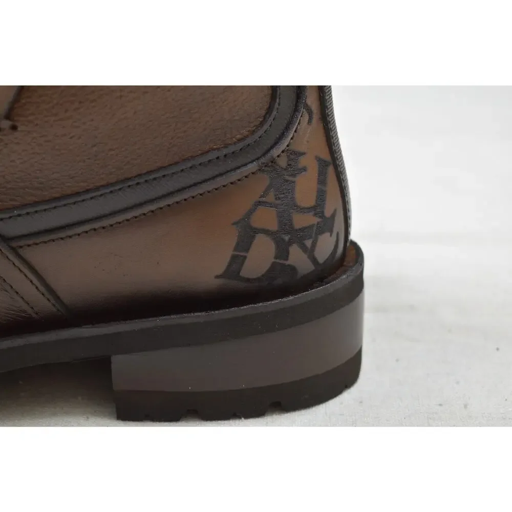 Cuadra Men's Honey Italian Deer Zip Lace Up Leather Boot CU945 US Size 8.5 EE